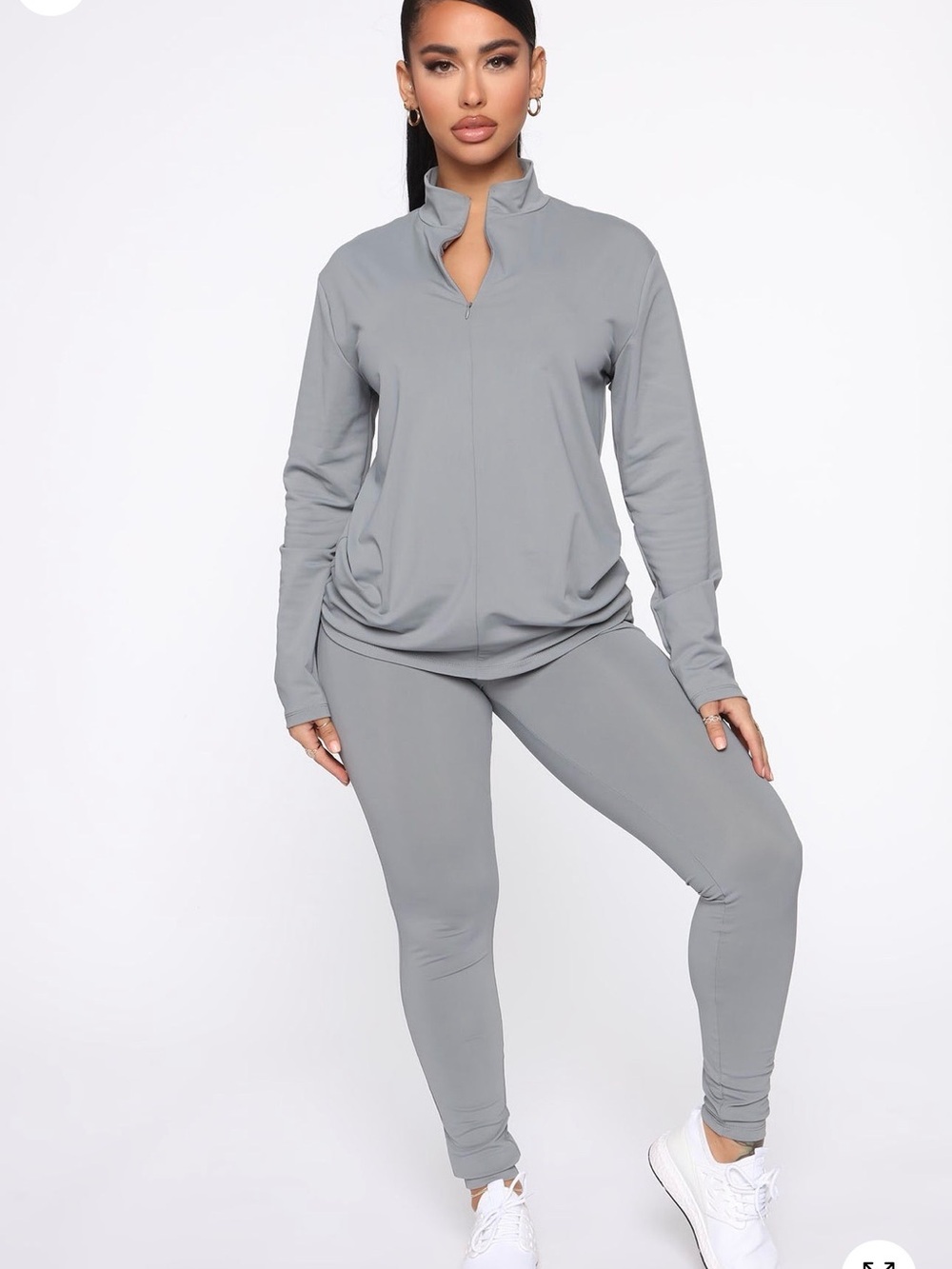 Fashion Nova Gray Quarter-Zip Active Top